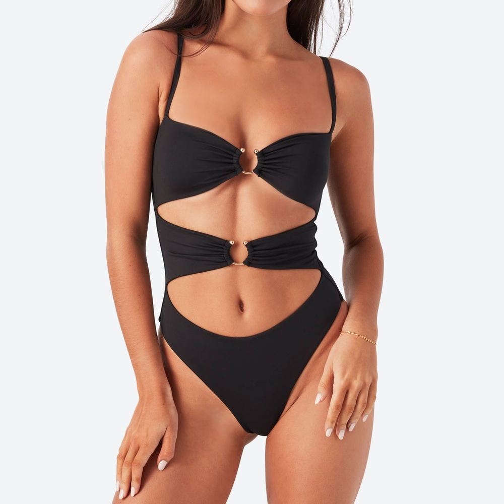 NWOT Dolce Leone Black Cut out one piece swimsuit
